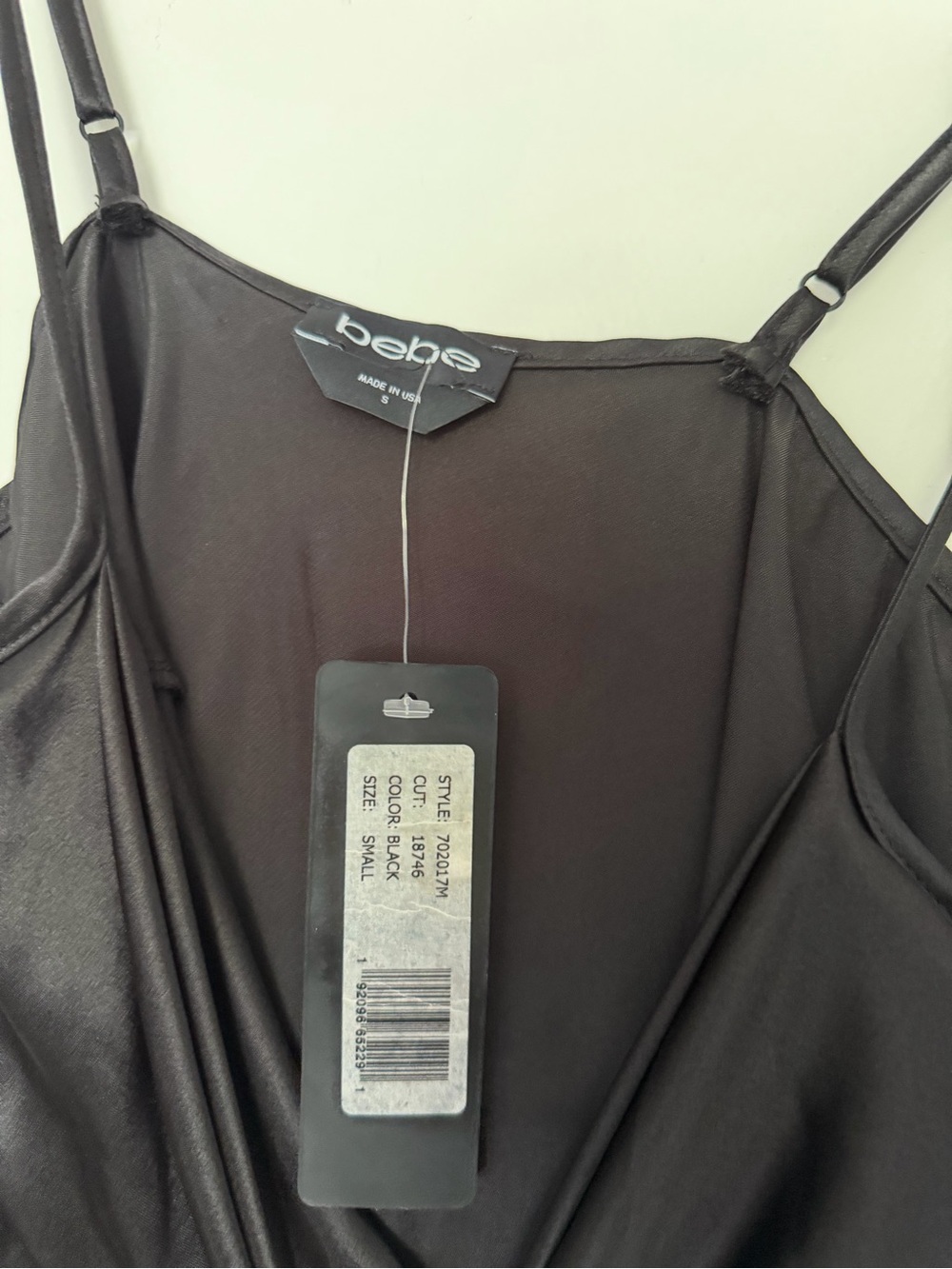bebe Black Satin Slip Maxi Dress with Spaghetti Straps - Picture 6 of 6